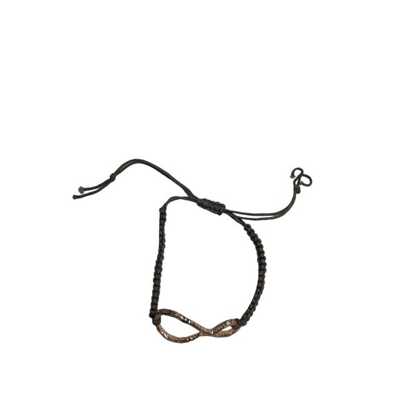 Infininty Symbol Pull String Friendship Bracelet Rose Gold Brown - Picture 3 of 4